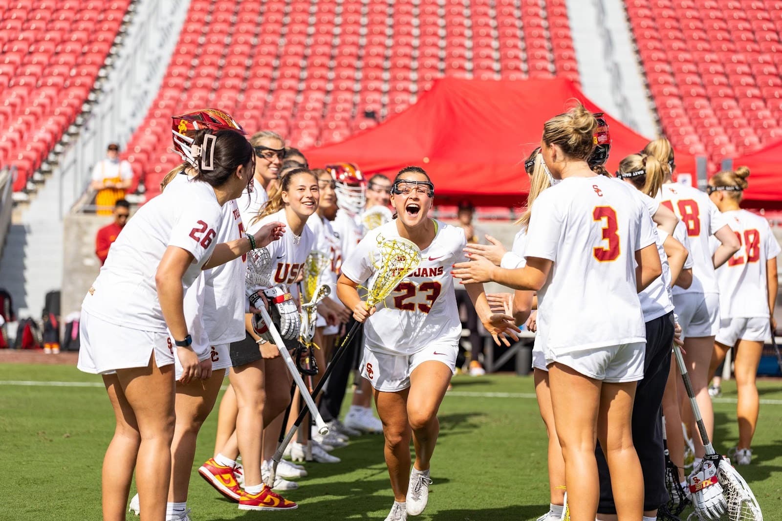 College lacrosse players in a game